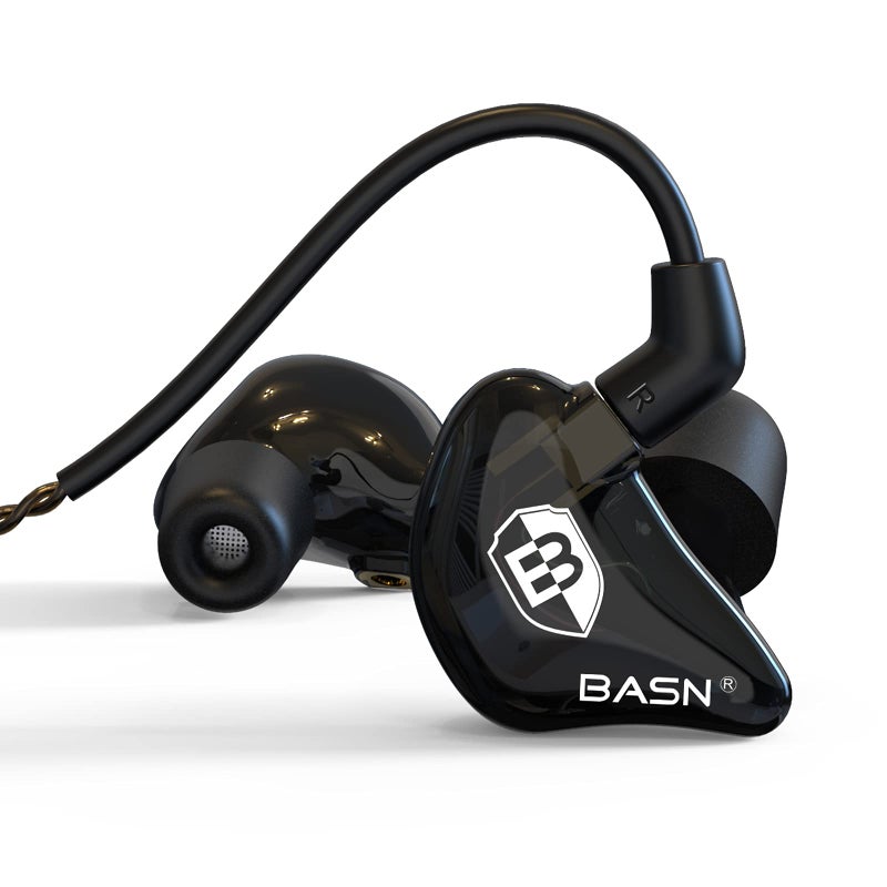 BASN Bsinger PRO in Ear Monitor Headphones for Musicians, Dynamic Driver Noise Isolating Earphones with 2 Detachable MMCX Cables (Black) - Image 1